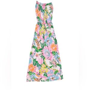 Lilly Pulitzer For Target Maxi Dress Size S Posey Strapless Floral Cruise Wear